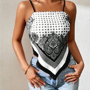 SHEIN Black and White Bandana Print Camisole